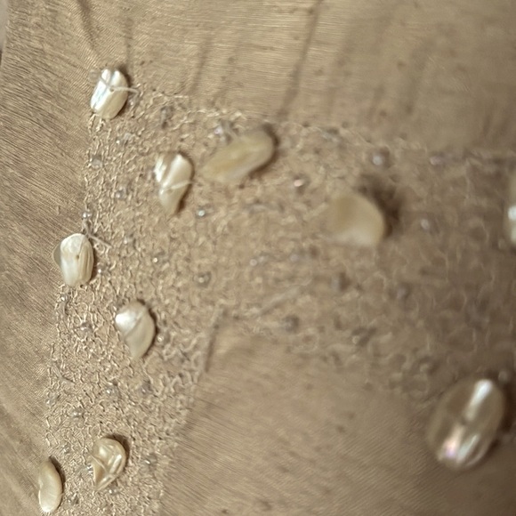 Romantic Home Tan Raw Silk with Shell Throw Pillow - Picture 7 of 8